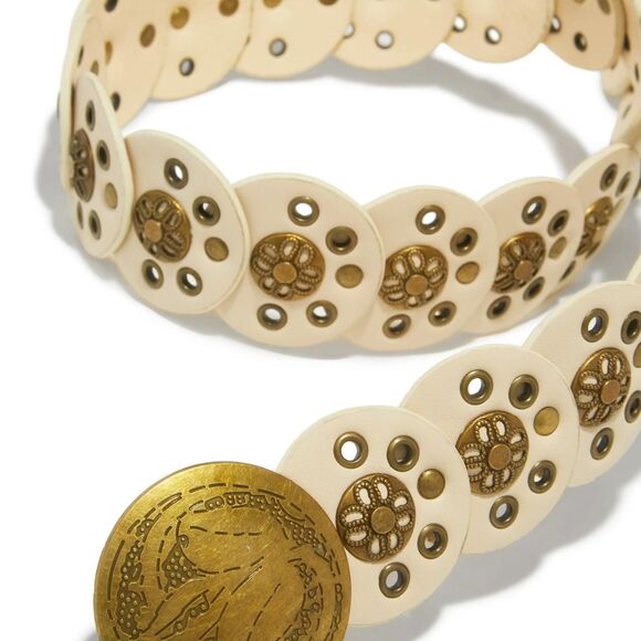 MOST WANTED WHITE LEATHER DISC BELT Size S/M main image 4